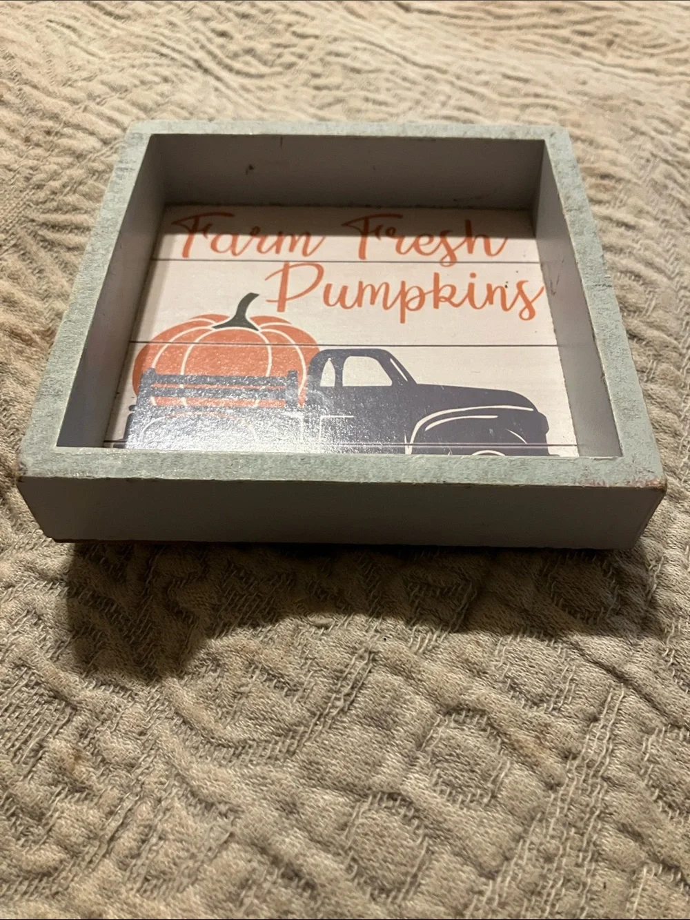 Farm Fresh Pumpkins Wall Art - Orange and Blue Rustic Sign